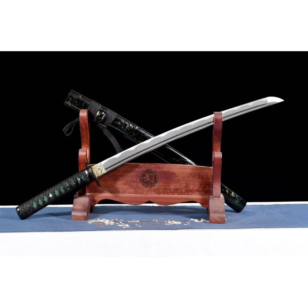 【典藏】20寸彩綠武士刀 Katana 居合打刀 劍道練習刀 日式大太刀 東洋刀 收藏武士刀 龍泉刀劍 中長武士刀未開刃