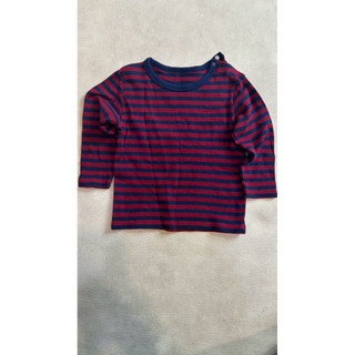 童裝-Uniqlo藍紅條紋100%純棉長袖上衣(80cm)
