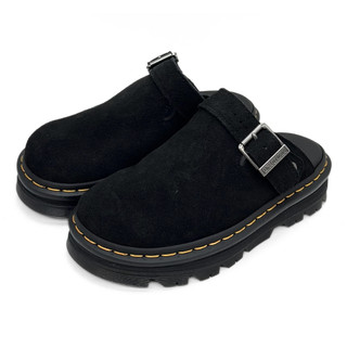 Dr.Martens 馬汀 ZebZag Mule麂皮包頭穆勒鞋 黑 女 馬丁真皮半拖鞋 休閒懶人涼鞋 31657001