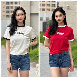 【New START精品服飾-員林】現貨 Dickies 女款 短版 滾邊 草寫字母 短袖上衣 短T 女版