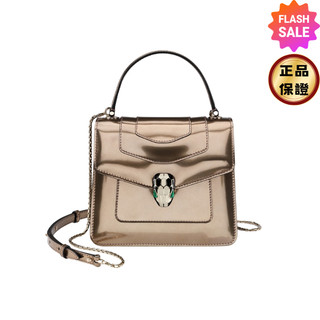 Bvlgari 寶格麗 281217 Serpenti 古銅色金屬刷紋小牛皮掀蓋包( 全新微瑕展示品)