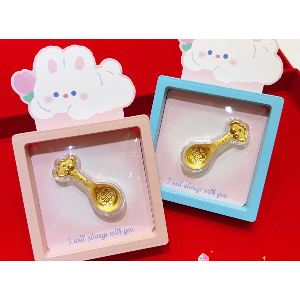 金大囍銀樓現貨AU999黃金0.1克金湯匙金勺新生兒賀禮彌月禮物寶寶禮物小孩生日純金999