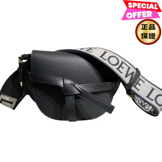 Loewe 柔軟小牛皮緹花迷你 Gate 包 黑色