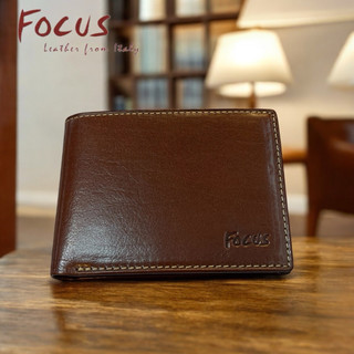 【寧寧精品】台中35年老店 Focus 富可仕 咖啡色原牛皮中間翻6卡附大拉鏈零錢袋 FTB2245 男短夾區