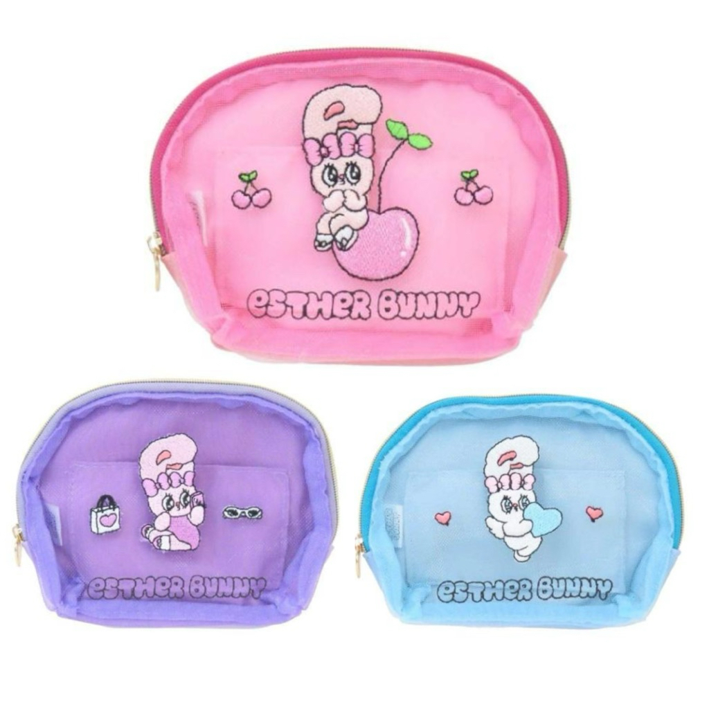 日本進口 Esther Bunny 艾絲樂小兔 面紙化妝包 網紗化妝包 零錢包 收納包 耳機包 小物收納包 拉鍊袋
