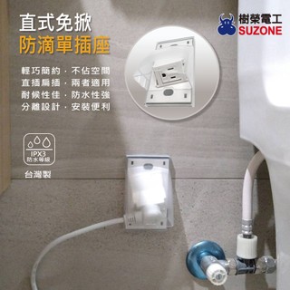 【樹榮電工SUZONE】直式免掀防滴插座(透明)/防雨插座/戶外插座/防水插座/台灣製/防雨蓋板/防滴蓋板/防水蓋板