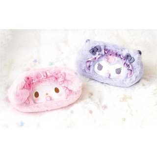 日本購回 Sanrio 三麗鷗 絨毛臉袋 Baby My Melody 美樂蒂 酷洛米 筆袋 化妝包 小包 全新 現貨
