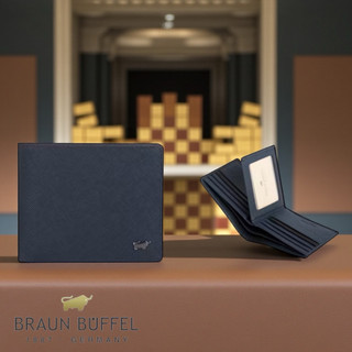 *【寧寧精品】台中35年老店 BRAUN BUFFEL小金牛洛非諾系列十字紋14卡短夾 BF314-317 男短夾區