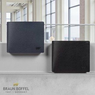 *【寧寧精品】台中35年老店 BRAUN BUFFEL 德國小金牛紳士系列 黑/藍 皮夾 BF306-317 男短夾區