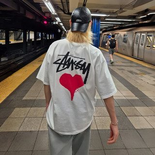 全館免運 Stussy Stock Heart 愛心logo 平凡的心臟 美式復古T恤 男女同款 Stussy 短袖
