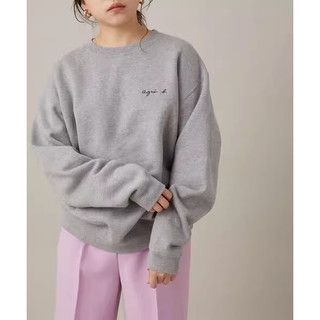 預購⭐日本 Agnes b 情侶款 男款 女款 草寫刺繡 小字母 男款 女款 三色 大學T 長袖 厚T