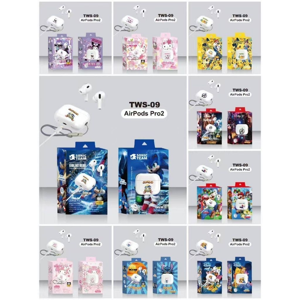 📌TWS-09十款卡通藍芽雙耳耳機混搭#娃娃機商品批發#藍芽耳機批發#無線耳機批發#台主批發#親子台玩具