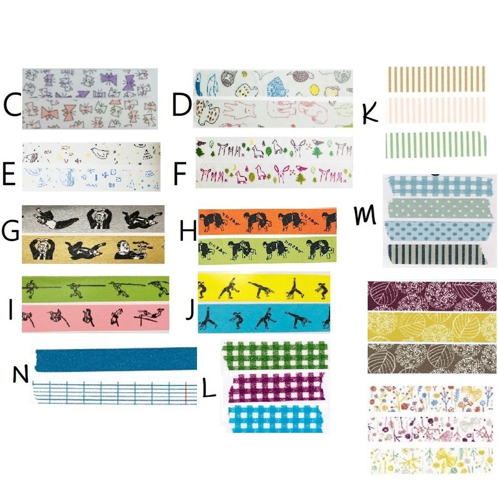 紙膠帶 分裝 100公分 倉敷意匠 點線模樣製作所 森林 撐竿跳 側翻 歐吉桑 NANCY SEKI 學徒 打掃 離型紙