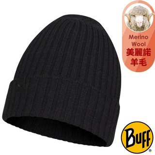 【西班牙 BUFF】石墨黑》保暖防風美麗諾 羊毛帽 NORVAL 針織帽 遮耳帽 滑雪帽 毛帽 登山 BFL124242
