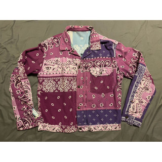 KAPITAL Bandana Patchwork Jacket（紫 × 藍拼布）雙面穿，日本製。