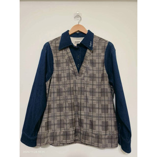 全新 現貨 SISJEANS 專櫃品牌 百貨專櫃品牌 假兩件格紋牛仔上衣 有型百搭基本款 現貨快速出貨🚚