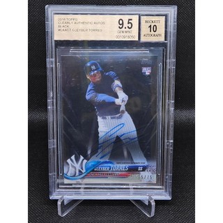 限量 2018 Topps老虎隊 明星二壘手 Gleyber Torres RC BGS 9.5/10 卡面簽 /75張