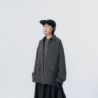 QUEENSHOP F 情侶裝 立體格紋紋理大口袋長袖襯衫1/2 【01025720】