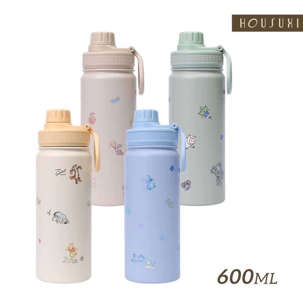 【HOUSUXI官方旗艦】迪士尼系列-鎖蓋保溫瓶(附吸管)600ml(任選)
