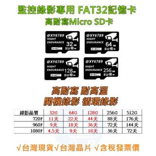 加購專區 高耐寫監控記憶卡 監控卡 C10 microSD FAT32監視器專用TF