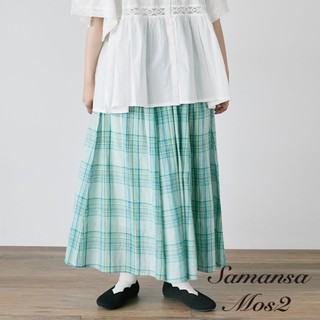 Samansa Mos2 巴里紗格紋圖案褶皺感長裙(0F001029810)