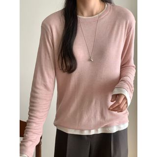 《咕G歐妮》正韓現貨。柔軟輕薄棉質上衣(2色) 百搭素色長袖T恤 合身版舒適圓領打底衫 冬季必備內搭 韓國製流行女裝