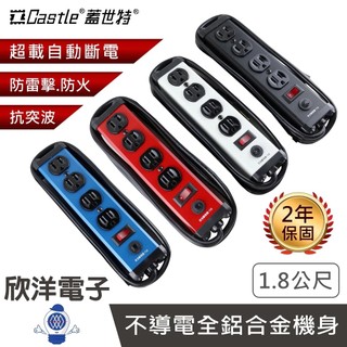 Castle 蓋世特 延長線 台灣製造 鋁合金電源線 防雷擊延長線 1開4插 180公分 音響電腦電源延長線