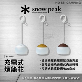 Snow Peak 充電式燈籠花 ES-070【好勢露營】綠色 棕色 白色 搖曳感應 音感模式 充電式營燈