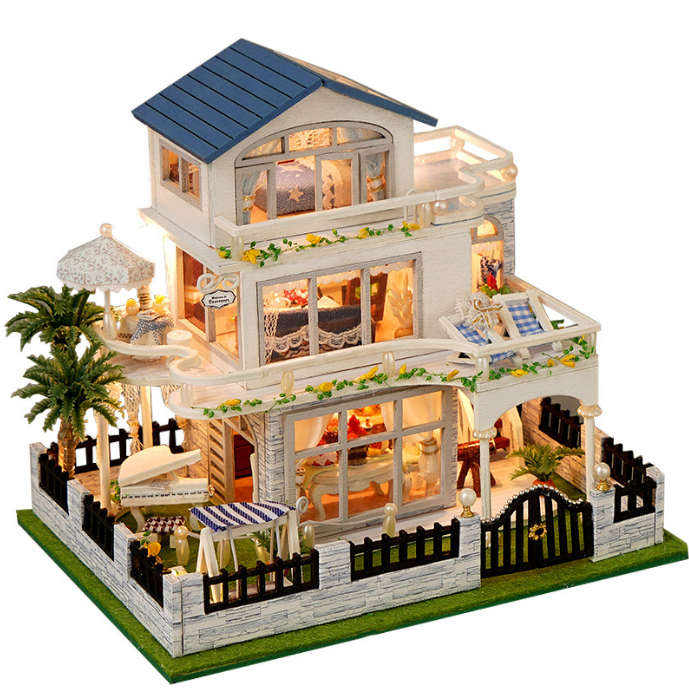 台中現貨【創彩】迷你華爾茲袖珍屋   附防塵罩迷你屋 生日禮物 小屋 模型屋 交換禮物 弘達 交換禮物 Diy小 屋首選