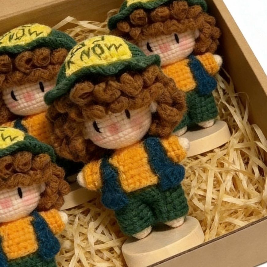 🍔台現免運🍔手工製作 怪奇物語達斯汀漢堡人偶 手工針織 DIY 鈎織成品毛綫純手工製作 怪奇物語吊飾玩偶 達斯汀中國漢堡