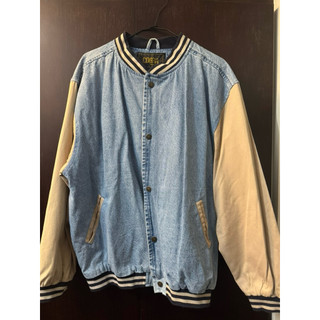 COBRA CAPS WASHED DENIM JACKET牛仔 拼接 棒球外套