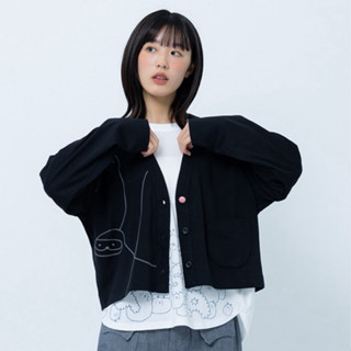 a la sha 【全新、黑M】抹茶Q咪開襟外套
