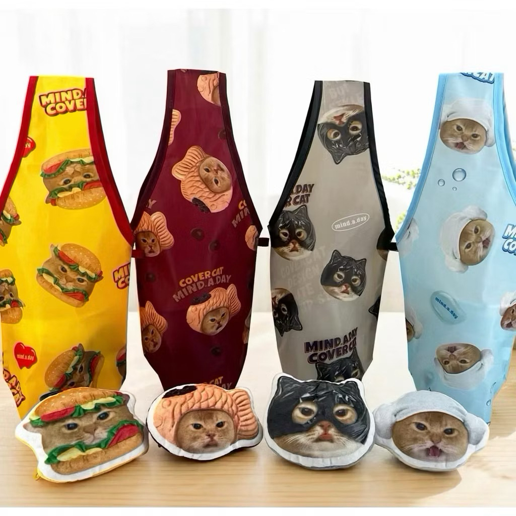 7-11 限定 MINDADAY歡樂小物萬用袋 購物袋 貓奴 跩跩貓 貓女 浴帽 臭跩貓 收納袋 購物袋 鯛魚燒 漢堡貓