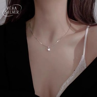 925純銀項鍊 水鑽吊墜項鍊女 鎖骨鍊新款 氣質項鍊 小眾精緻項鍊 純銀鋯石項鍊 情人節禮物✨VERA SILVER✨