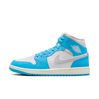 NIKE W AIR JORDAN 1 MID 藍灰白 中筒 緩震 AJ1 皮革 休閒鞋 女鞋【BQ6472-400】