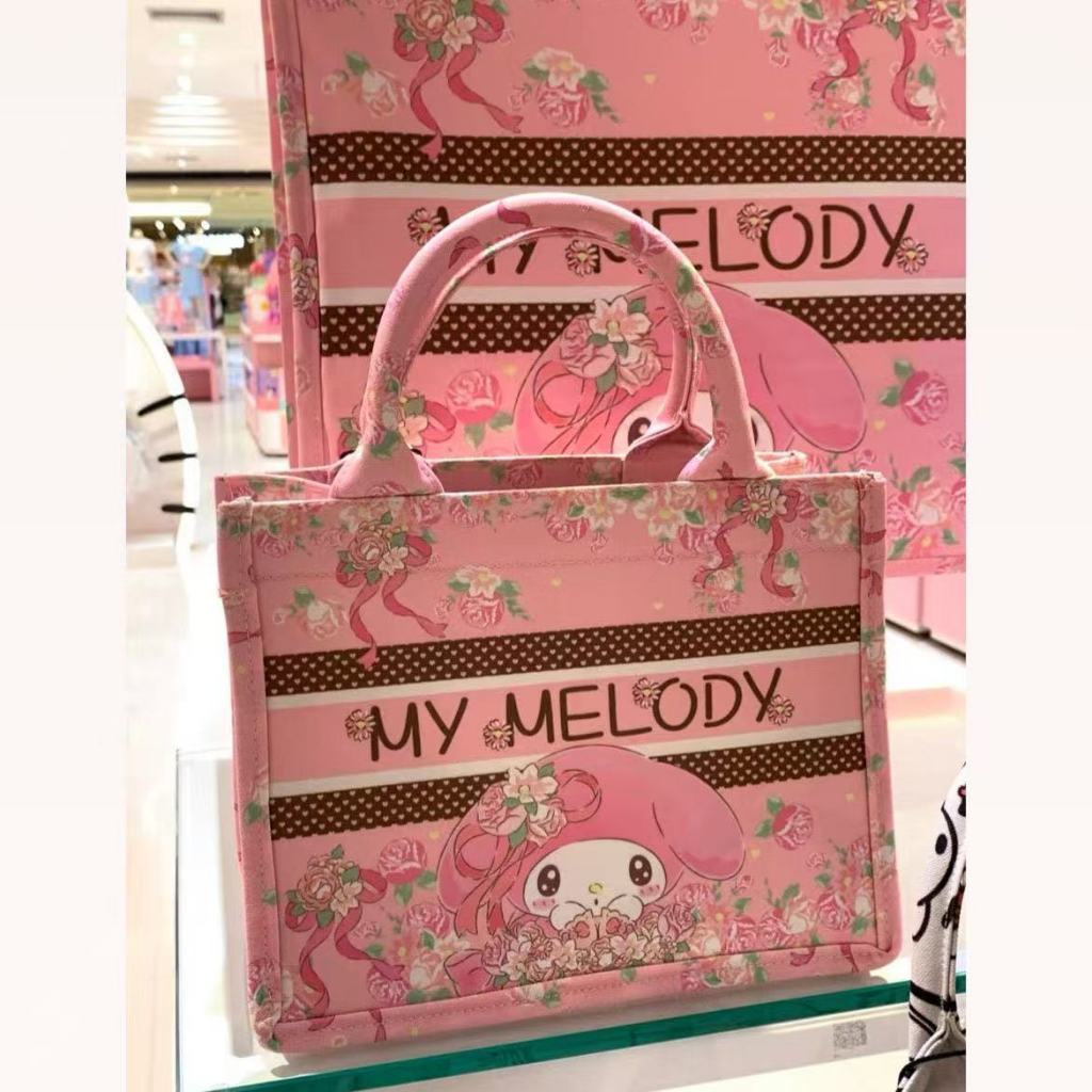 桃園出貨🔥凱蒂貓新款購物袋【hellokitty大容量托特包】帆布手提包 正版 美樂蒂手提包 庫洛米手提包 大容量通勤包