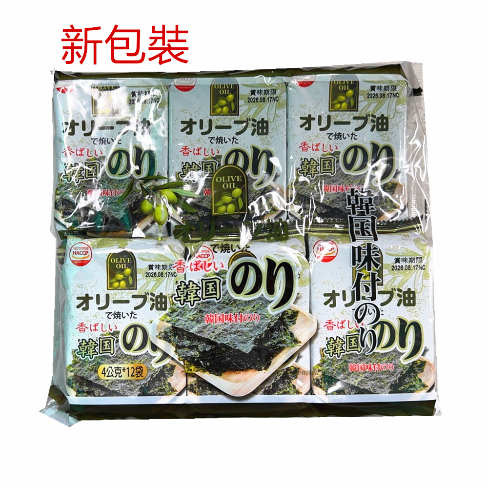 韓國 味付海苔12入/包 早摘海苔 二度燒海苔 包飯海苔 麻油海苔 零食海苔