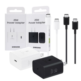 Samsung 三星原廠官方 25W 快充通用型旅充組合【原廠盒裝T2510 充電器 + 三星製造 雙Type C線】