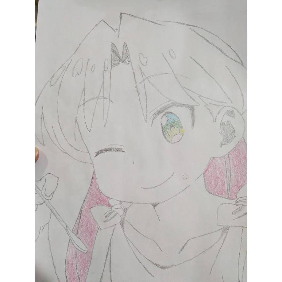 琉璃的寶石「谷川瑠璃」手繪(附畫框)  (材質:A4紙)