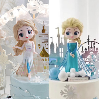 🔥現貨出清 售完不補🔥 冰雪奇緣 艾莎 Elsa 蛋糕裝飾擺飾ins生日快樂燈愛莎公主城堡可愛甜點臺插卡外掛