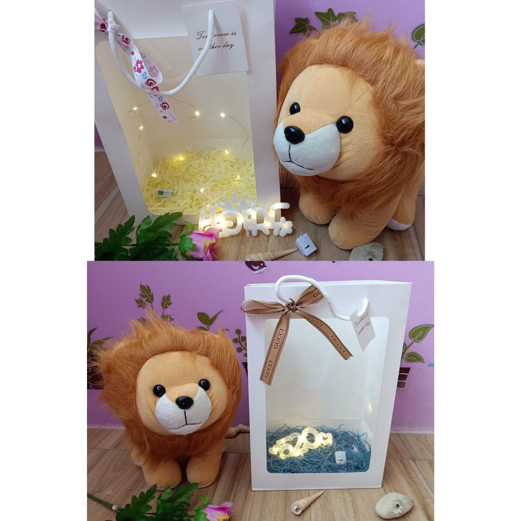 獅子娃娃 動物玩偶~~獅子玩偶 禮品袋~獅子布偶~12吋獅子安撫娃娃~獅子絨毛玩偶 Q版獅子~獅子王娃娃 生日禮物