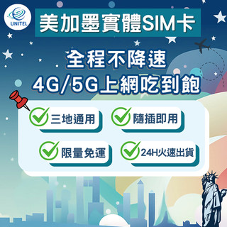 【優一電訊】美加墨 SIM卡 上網絡卡 網絡卡 不降速喫到飽 即插即用 美國 加拿大 墨西哥 旅遊 自由行推薦 熱點分享