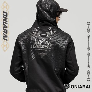 BLUE WAY 鬼洗 ONIARAI - 男款 都市遊俠幾何連帽長TEE