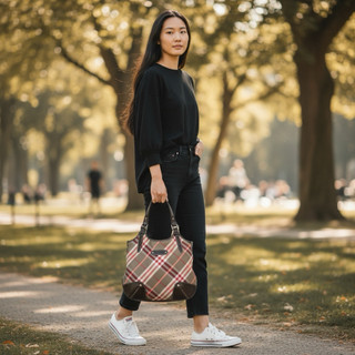 二手正品 現貨 Burberry 藍標 粉紅格紋肩背包 Blue Label