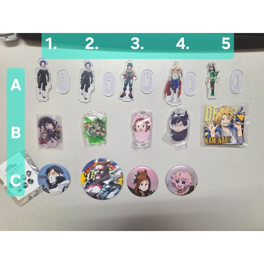 我的英雄學院 壓克力立牌 蘆戶三奈 相澤消太 通形未吏生 蛙吹梅雨 徽章 上鳴電氣 歐爾麥特 麗日御茶子 綠谷出久