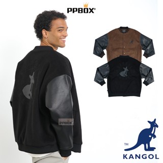 KANGOL 袋鼠 大LOGO拼接棒球外套【65551491】時尚 教練夾克 長袖 飛行外套 衣服 外套 日韓穿搭