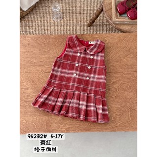 小女童 學院風格紋背心洋裝 小禮服 過年服 聖誕節 [95232] RQ POLO 秋冬童裝 5-17碼 喜宴 花童