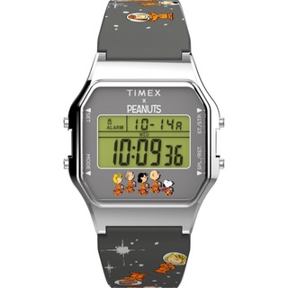 預購-TIMEX x Peanuts® Marlin® T80聯名太空電子計時鬧鐘腕錶34mm(TW2W90100)