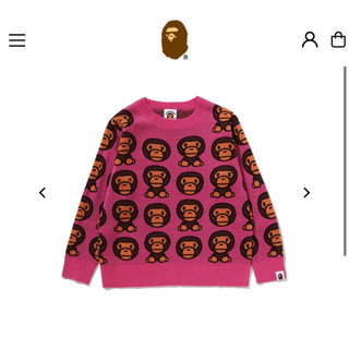 現貨童裝女款BAPE APE Tops Kids Baby Milo Pattern Knit針織長袖T恤上衣