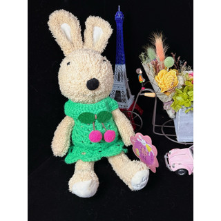 現貨正版日本Bunny’s Home-30公分白與奶茶色手工勾織毛線洋裝胸前有櫻桃兔腳底有繡金字砂糖兔法國兔